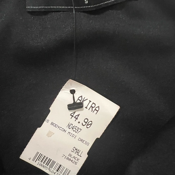 AKIRA CHICAGO Black Spaghetti Straps Below Knee Dress Side Slit and Ruffles Sz S - Picture 3 of 6